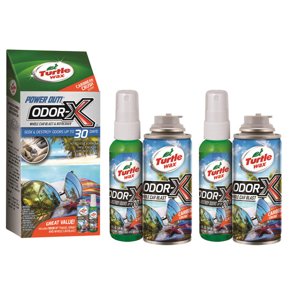 POWER OUT ODOR-X WHOLE CAR AIR FRESHENER - CARIBBEAN CRUSH 25 FL OZ (2 PACK)